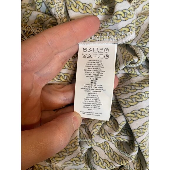 Michael Kors White & Gold Chain Print Top W/ Chain Neck $125, Size S, NWT! - Picture 10 of 10